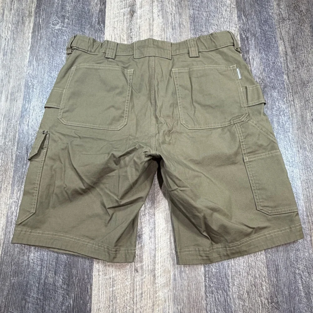 Duluth Trading Co Cargo Shorts Mens 38 Olive Green CoolMax Flex Firehose Relaxed